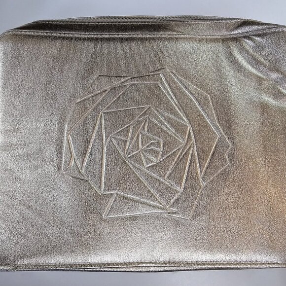 LANCOME MAKEUP CASE GOLD METALLIC SHINE TRAIN CASE - Picture 2 of 10